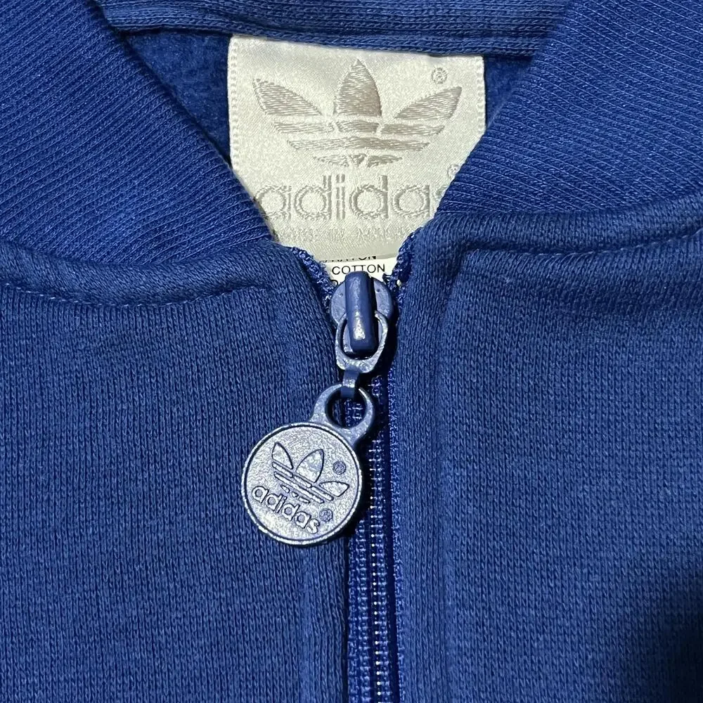 Adidas Originals Jacket Mens Large Blue Black Gray Zip Track Colorblock Trefoil